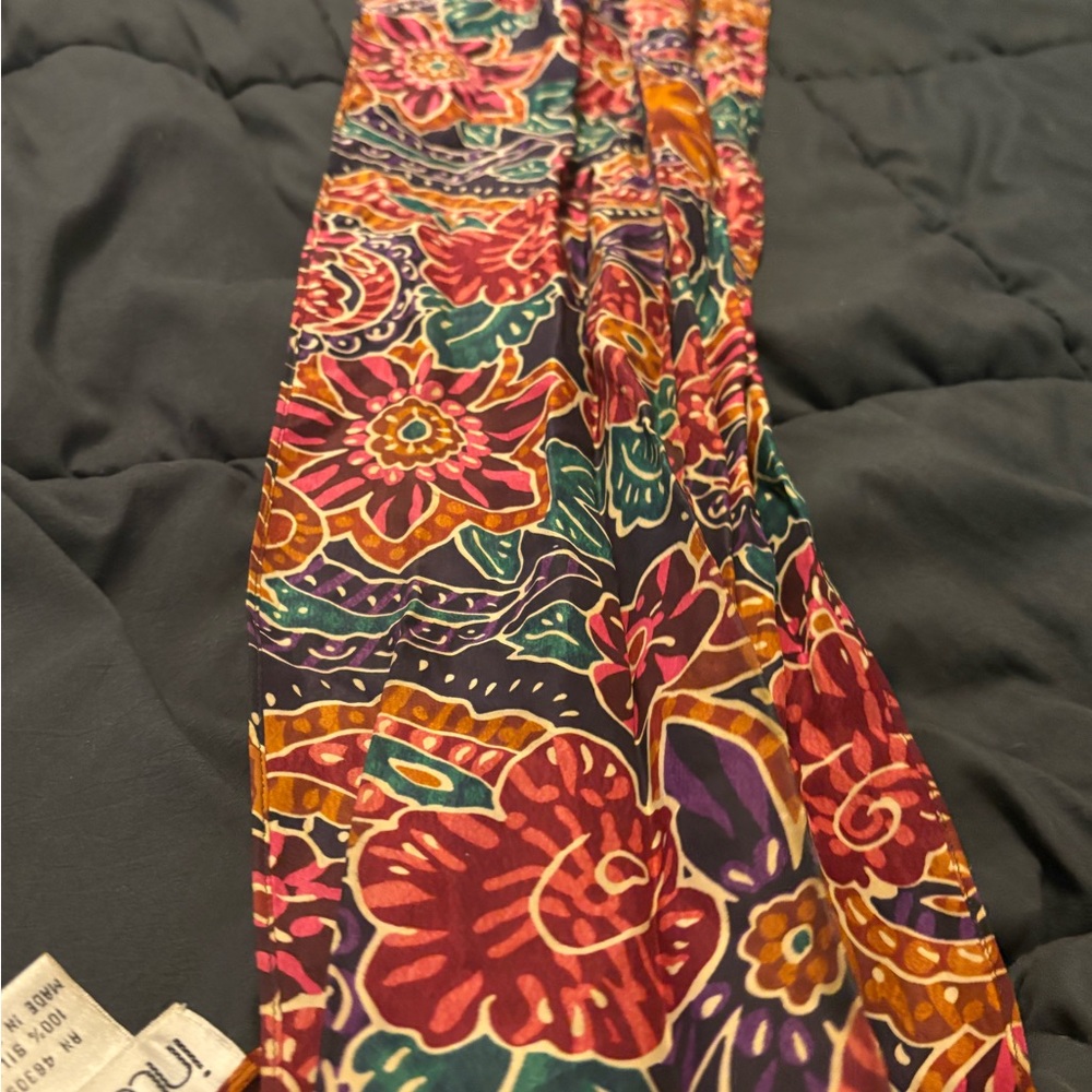 Colorful Floral 100% Silk Scarf/Top/belt